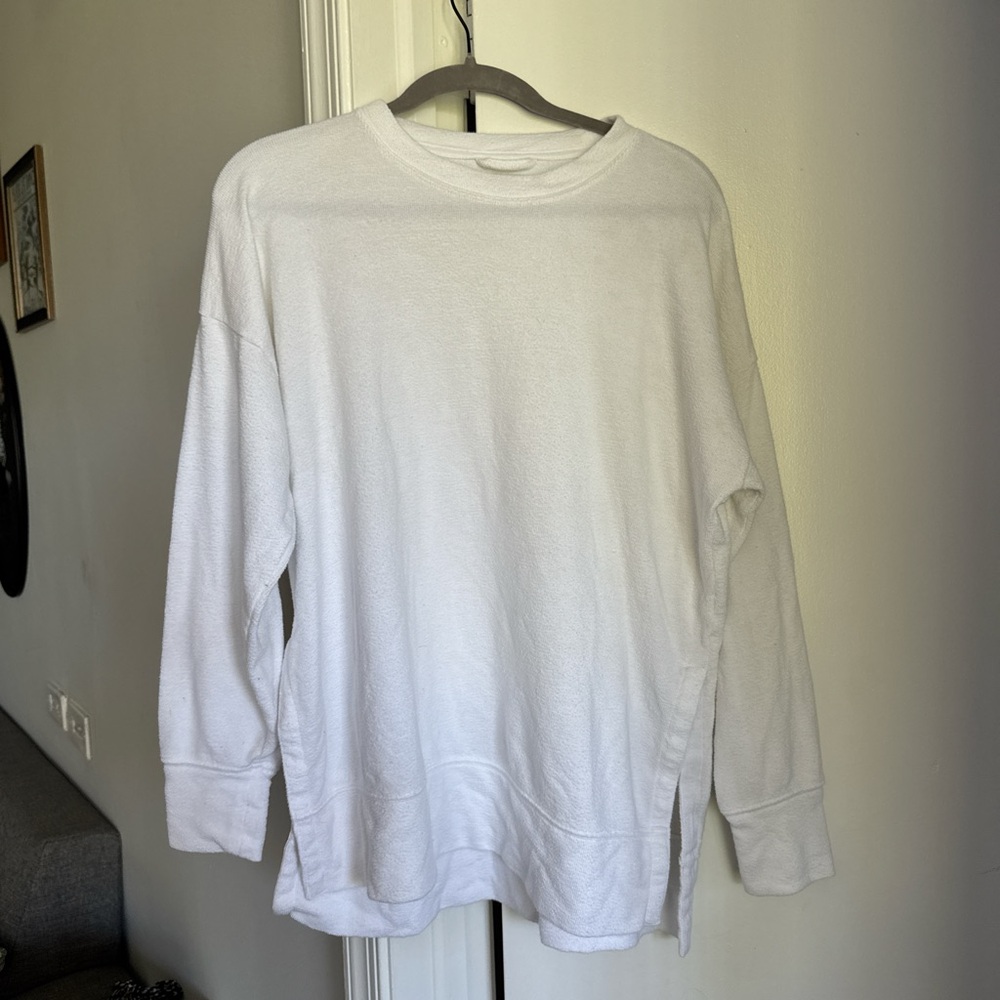 Aerie White Long Sleeve Crewneck Sweatshirt